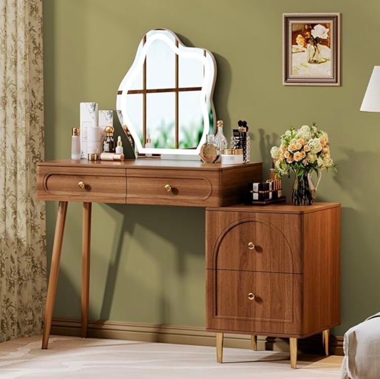 brown makeup desk